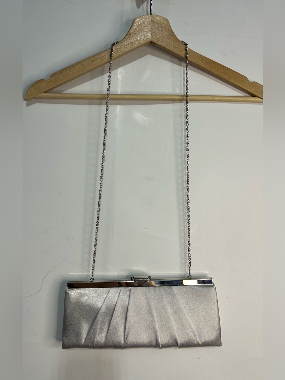Gunne Sax by Jessica McClintock Satin Silver Shoulder Purse